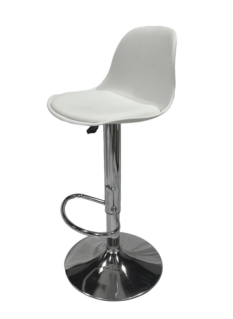 MAPLE HOME DECORATION Maple Home Swivel High Chair Bar Stool Adjustable Up Down Stainless Steel Base Office Restaurant Furniture(White-1Pcs) - Image 1